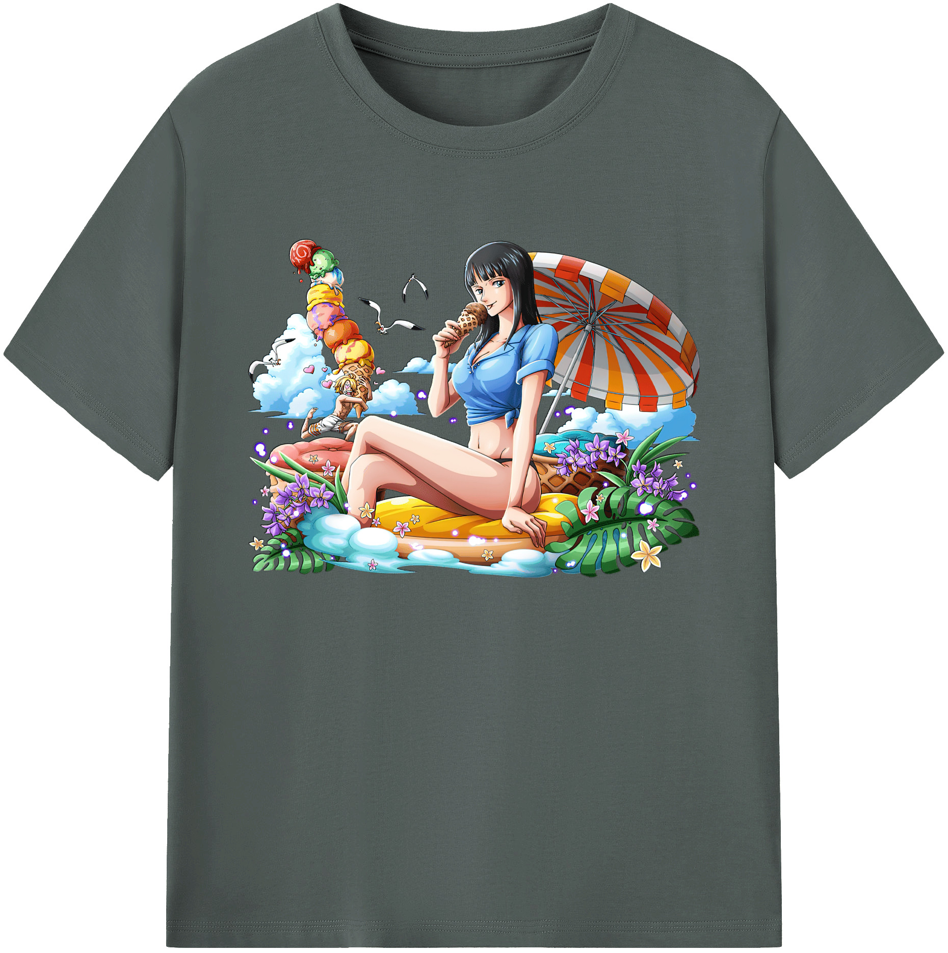 ワンピース ニコ・ロビン ONE PIECE Nico Robin 綿100％ メンズ半袖Tシャツ｜肌触りやわらか＆通気性